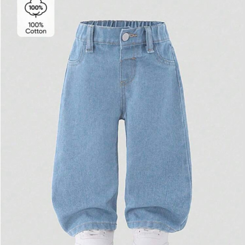 Baby Girl New Casual Fashion Style Denim Shorts, Straight Leg Washed Jeans