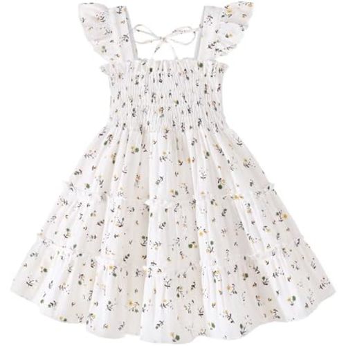 YOUNGER TREE Toddler Girl Dress Baby Girls Summer Clothes Ruffle Sleeve Floral Smock Beach Boho Dresses Sundress