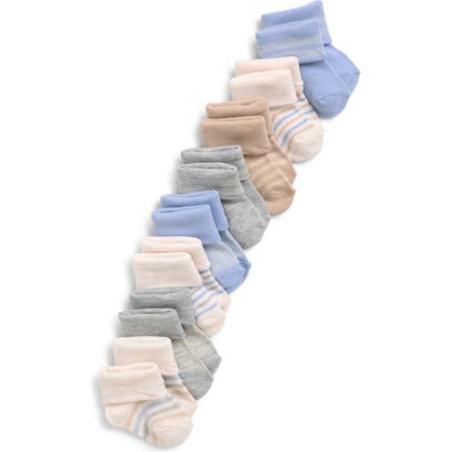 Assorted 8-Pack Marled Cuffed Crew Socks, 0-6M