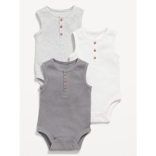 Unisex Sleeveless Henley Bodysuit 3-Pack for Baby