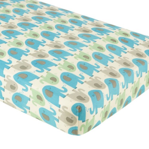 Blue Elephants Crib Sheet