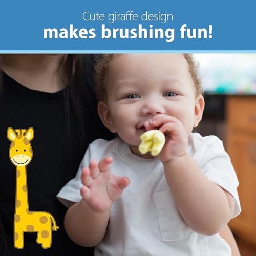 Dr. Brown's Infant-to-Toddler Training Toothbrush Set with Fluoride-Free Baby Toothpaste, Strawberry - Giraffe - 1.4oz - 0-3 years