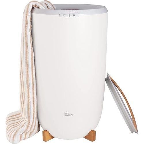 Zadro Large Hot Towel Warmer Bucket Timer Electric Towel Warmer for Bathroom Auto-Shut Off Heated Towel Warmer Spa (Large | 20L | 12" Dia. x 21" Tall, White)