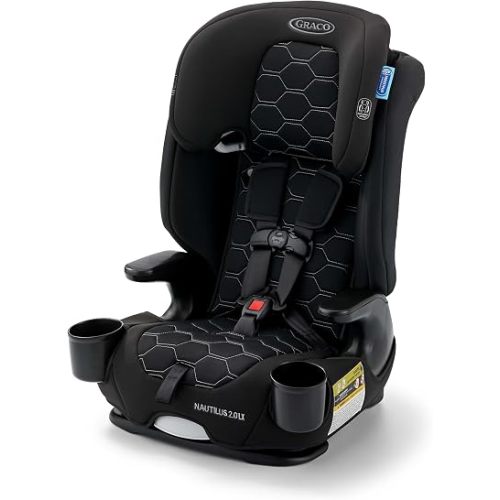 Graco Nautilus 2.0 LX 3-in-1 Forward Facing Car Seat, High Back Booster, Backless Booster Car Seat Featuring InRight & Latch, Hex
