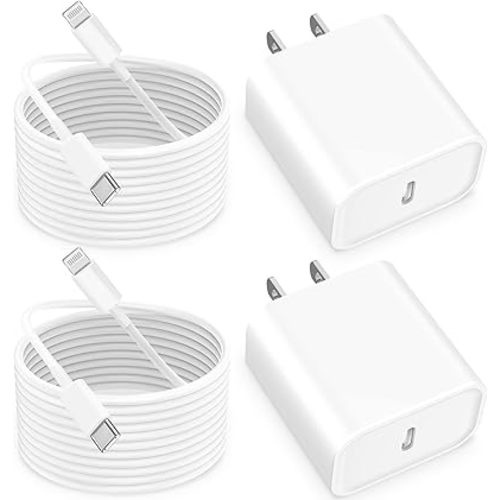 【MFi Certified】iPhone 14 Fast Charger, Linocell 2Pack 20W PD USB-C Power Type-C Wall Charger Adapter with 6FT Type-C to Lightning Cable Compatible for iPhone 14 13 12 11 Pro Max XS XR Mini X 8 SE iPad
