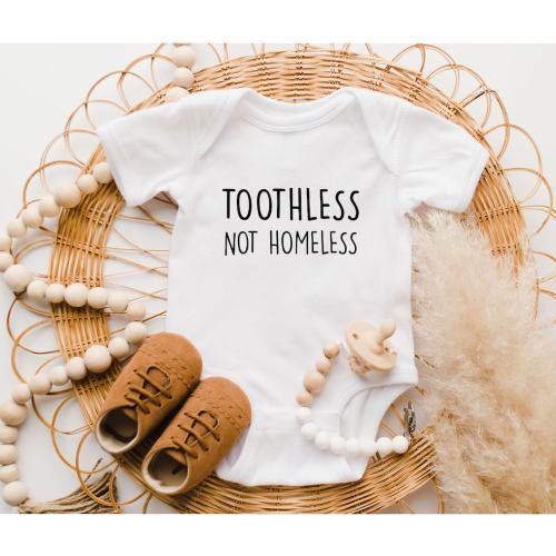 Funny Baby Onesie®, Baby Shower Gift, Baby Announcement, Toothless Not Homeless Bodysuit, Funny Baby Clothes, Funny Baby, Baby Gift