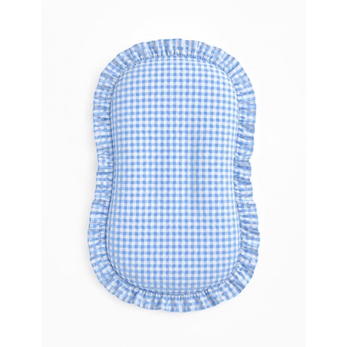 Blue Gingham Ruffle Zipper Lounger Cover -Neutral Soft Louger Cover - Baby Lounger Cover 100% Cotton Fabric - Washable lounger cover