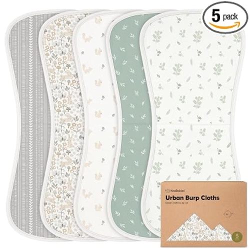 Organic Burp Cloths Baby Boy & Girl, 5-pack Cotton Burp Rags (Prairie)