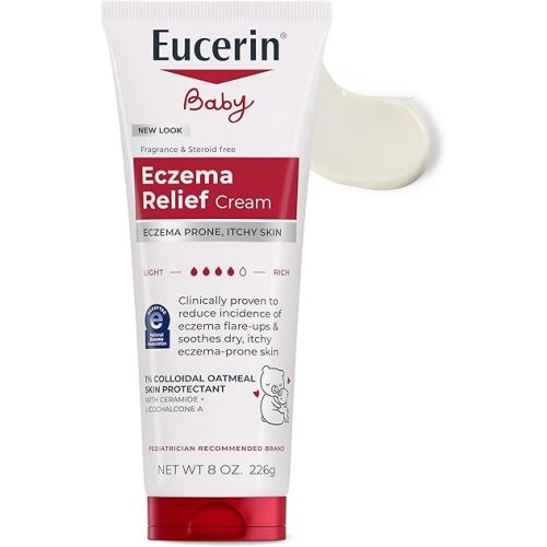Eucerin Baby Eczema Relief Body Cream, Fragrance Free Baby Eczema Cream with Colloidal Oatmeal, Ceramide-3 and Licorice Root Extract, 8 Oz Tube