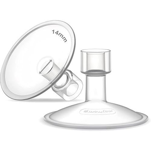 14mm Maymom MyFit Shields, Saucer Series; Compatible with Medela Breast Pump- PersonalFit, Freestyle, Harmony, Maxi, Freestyle Flex Connector; Connect to Maymom Widemouth/Narrow Connector, 2pcs