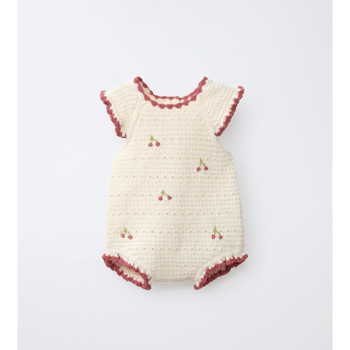 KNIT CHERRY ROMPER - Ecru | ZARA United States
