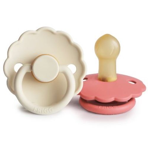 FRIGG Daisy Natural Rubber Pacifier 2-Pack Cream/Poppy 0-6 months