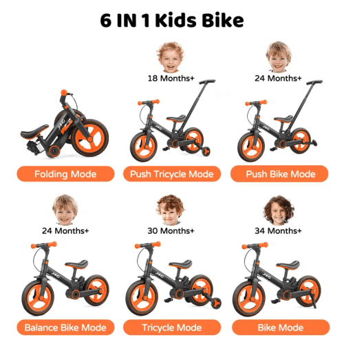 Multi-Functional 6-in-1 Toddler Bike