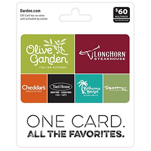 Darden Restaurants Physical Gift Card – (Multipack of $15 x 4) | Multipack of 3 x $15 - $45