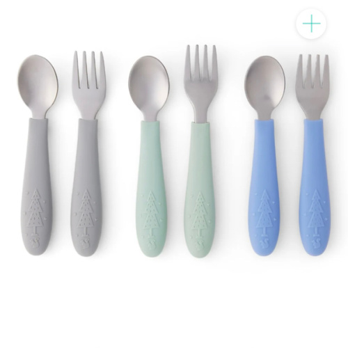 Babies/Toddler Stainless Steel Spoons + Forks with Silicone Handle