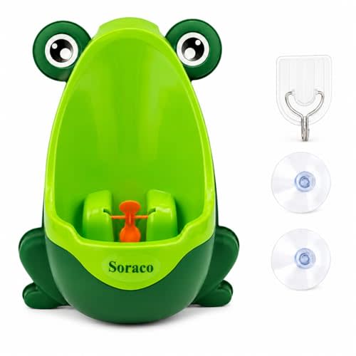 Soraco Cute Frog Potty Training Urinal for Boys with Funny Aiming Target, Toddler Urinals for Potty Training (Green)