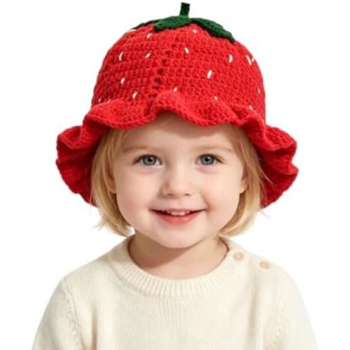 Baby Girls Knitted Strawberry Hat Strawberry Crochet Breathable Warm Hat