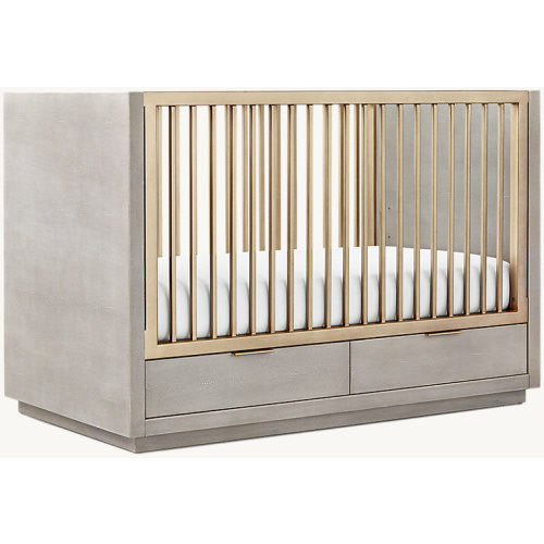 Clio Shagreen Storage Panel Crib - Brass | RH Baby & Child