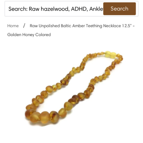 Raw Unpolished Amber Teething Necklace 12.5" Baby