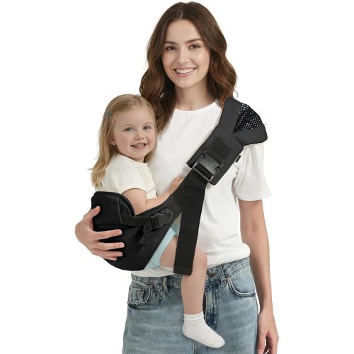 MISSWISDOM Toddler Sling Carrier, Toddler Carrier Sling, Baby Carriers Hip Carriers with Backrest, Lightweight Travel-Friendly Baby Slings Carriers, Black