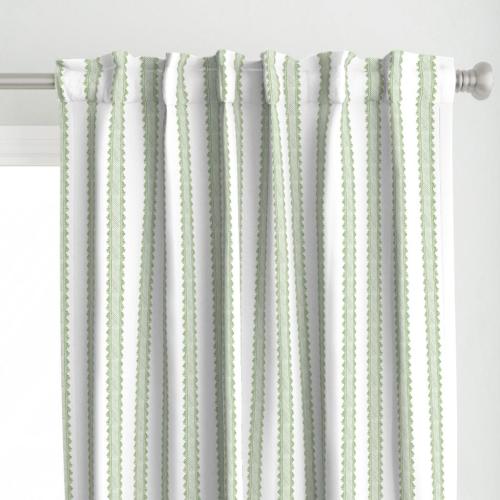 Green Stripes Curtain Panel - Vertical Traditional Classic Lattice Ruffle Custom Curtain Panel - Half Scale Clarabelle by danika_herrick -