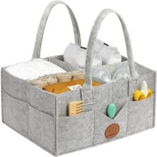 Original Baby Diaper Caddy Organizer, Large Storage Caddy Organizer for Nursery, Changing Table (Classic Gray)