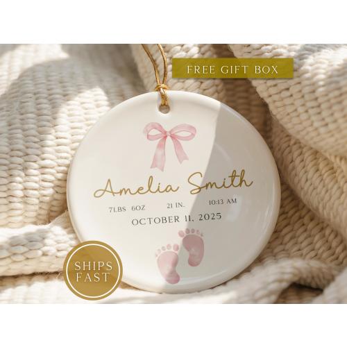 Personalized Baby Ornament – Birth Stats Keepsake Gift