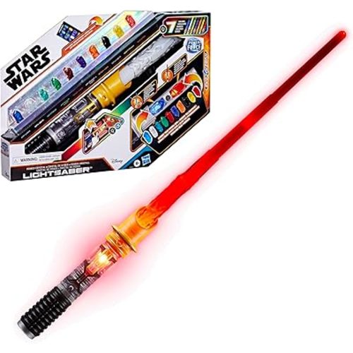 STAR WARS Power Crystal Lightsaber, 7 Colors & 10 Crystals, 50+ Color-Changing Combinations, Lights & Sounds, Toys for Boys & Girls, Kids, Ages 4+