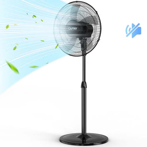 "iFanze 16"" 3-Speed Oscillating Pedestal Fan, Adjustable Height & Tilt, Home Office, Bedroom, Black"