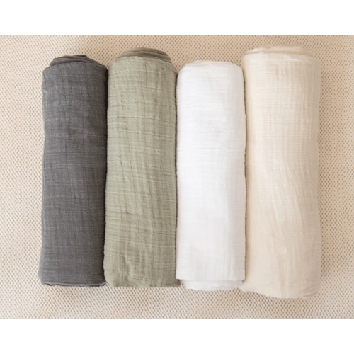 Organic Breathable Swaddle Blankets 4-Color Pack