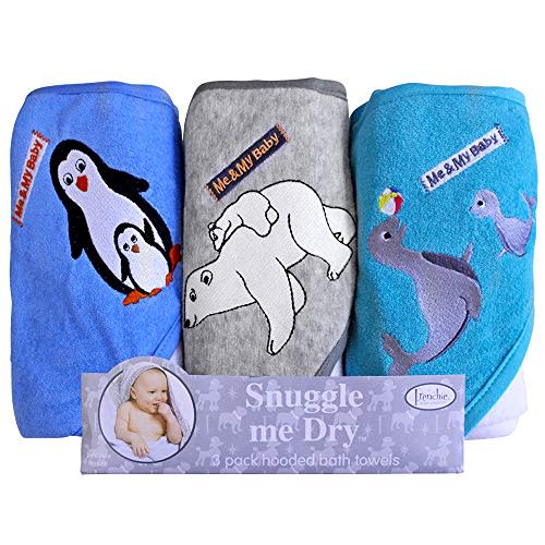Frenchie Mini Couture, Hooded Bath Towels for Babies, 80% Cotton/20% Polyester, Wild Sea Animal Design Baby Bath Towel Set, Pack of 3