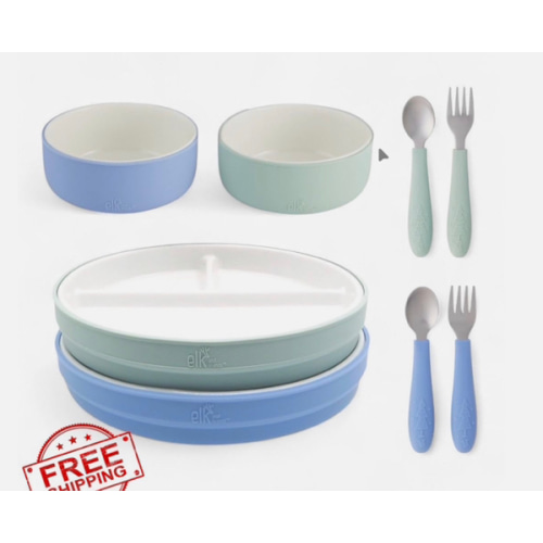 Elk and Friends Mealtime Bundle Sage Misty Blue
