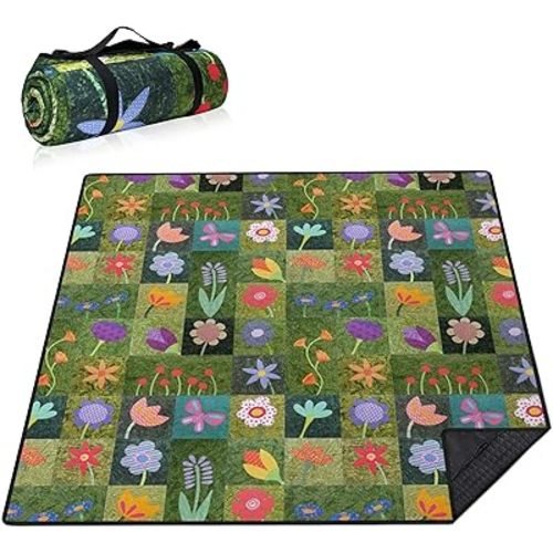 Extra Large Picnic Blankets Waterproof Foldable (80 "x 80") Beach Blanket Waterproof Sandproof,3-Layer Thicking Mat Outdoor Packable Camping Blanket