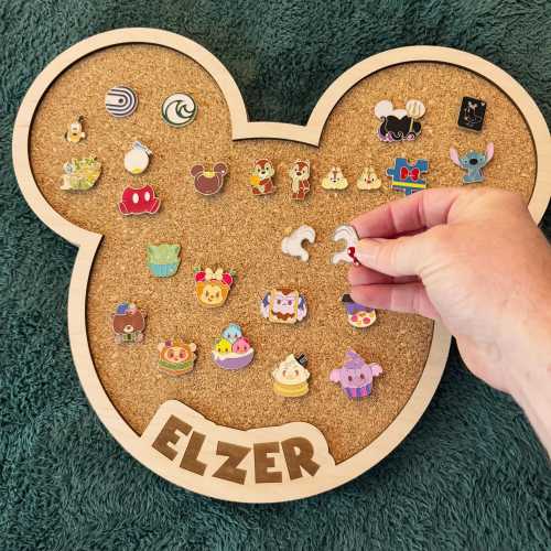 Custom Mickey Pin Display Wall Decor Room Ideas Gift Shop Personalized Disney Trading Pin Board Display Cork Material Wood Frame Custom Name