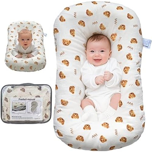 Baby Lounger, Newborn Lounger with Breathable & Soft Cover for Floor, Couch & Travel, 0-24 Months Newborn Babies Essentials Gifts. (1 Cover Included)