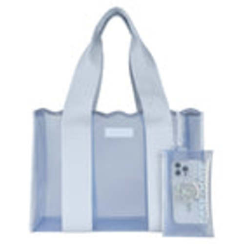 Case-Mate Jelly Tote Bag – Lightweight, Foldable & Machine Washable Carryall (carolina blue crochet wave)