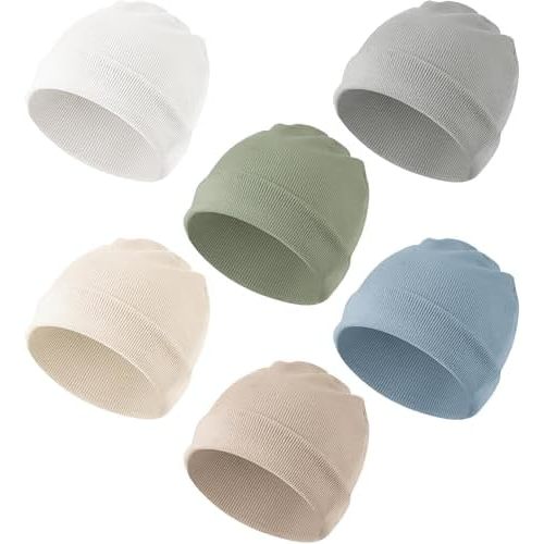 Konssy 6 Pack Baby Beanie Hats for Newborn Infant Girls Boys, 0-24 Months