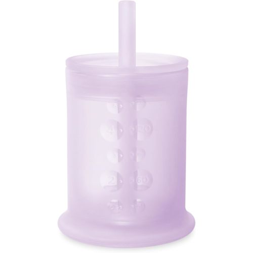 Olababy Silicone Training Cup with Straw Lid | Babies Water Drinking Cup | 6+ Mo Infant To 12-18 Months Toddler | Sippy Cup For Kids & Smoothie Cup | Baby Led Weaning (Lilac, 5 oz)