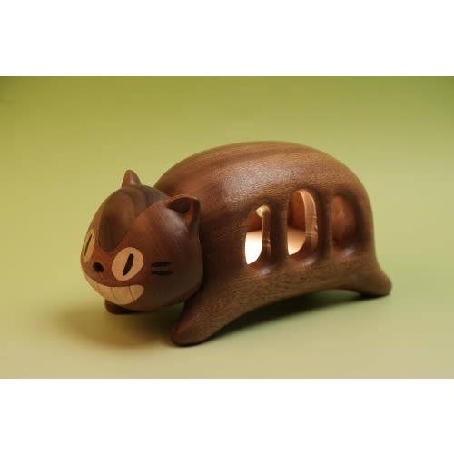 Totoro Cat Bus Wooden Night Light, Totoro Inspired Wooden Lamp, Baby night light, Wooden Totoro Figurine, Studio Ghibli Fan Gift