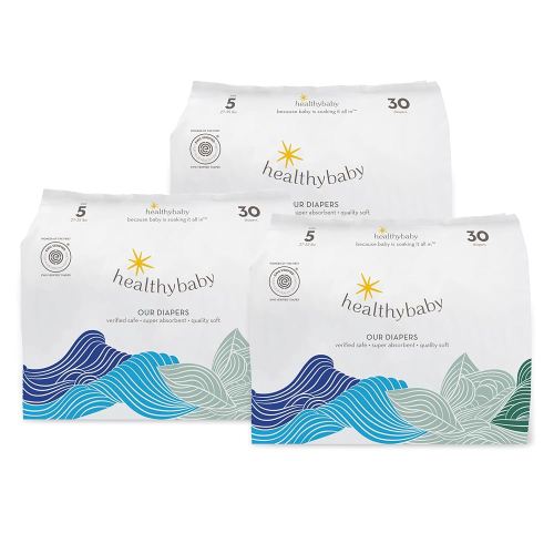 Our Diapers | EWG Verified Safe & Plant-Based Diapers | Leak Protection | Soft Organic Cotton Shell | Chlorine-Free Diaper for Sensitive Skin | Size 5 (27-35 lbs) 90 Count