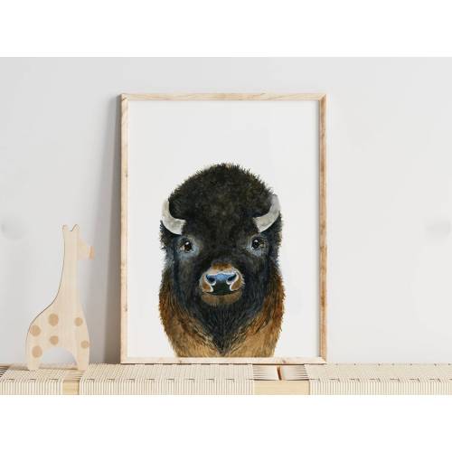 Baby Bison Nursery Art Print