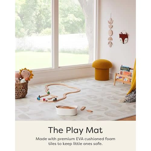 Baby Play Mat – 4x6 Sandstone Luna – Set of 6 Tiles – Cushioned EVA Foam Play Mat for Floor, Soft Interlocking Baby Crawling Mats for Hard Floors