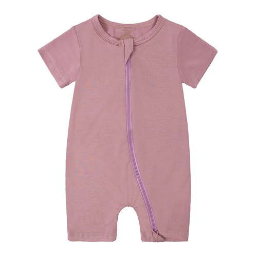 SXIMEE Unisex Baby Buttery-Soft Short Sleeve Romper with Bamboo Viscose Made, 2 Way Zipper Sleeper Pajamas