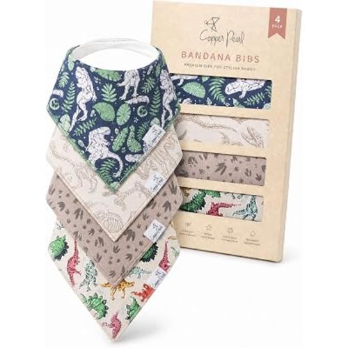 Copper Pearl Baby Bibs 4 Pack, Bandana Drool Bibs for Baby Girl & Boy, Soft Cotton Bibs for Drooling and Teething