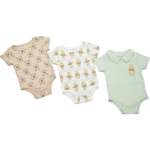 Magic Threadz Disney Clothes Baby Boys 3-Pack Bodysuits – Mickey Mouse & Winnie the Pooh Outfit Set (0M–9M)