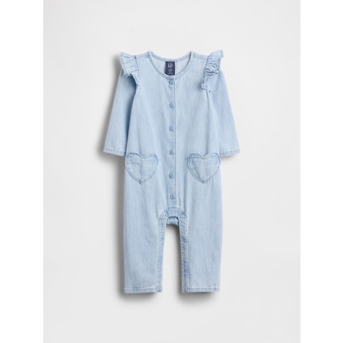 Baby Denim Heart Pocket One-Piece