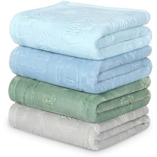 BORITAR 4 PCS Baby Blankets for Boys Girls, 3D Flannel Fleece Crib Blanket