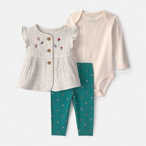 Baby Girl Carter's 3-Piece Floral Long Sleeve Layering Set