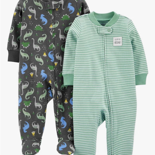 Simple Joys by Carter's baby-boys 2-way Zip Thermal Footed Sleep and Play, Pack of 2