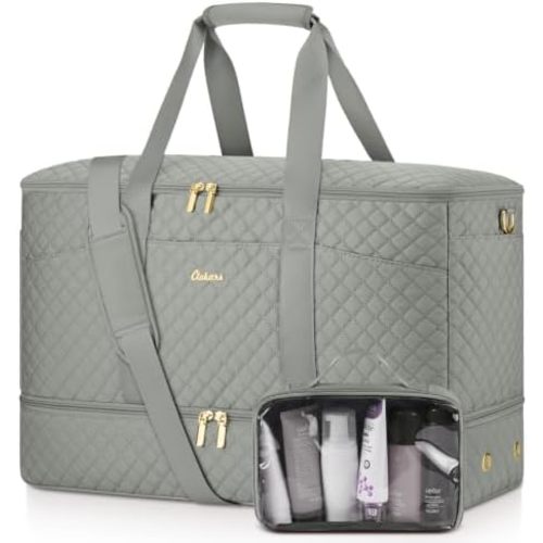 Duffle Bag for Travel, 40L Weekender Bag with Shoe Compartment, Carry On Overnight Bag for Women with Toiletry Bag Duffel Bags with Wet Pocket for Gym Hospital Bags for Labor and Delivery Dark Green